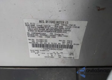 2013 Ford Taurus Sel from USA, damaged, VIN 1FAHP2E84DG102607
